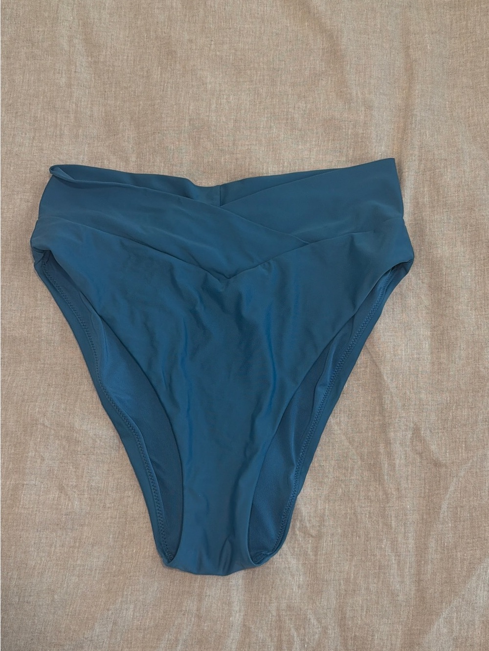 Aerie DARK TEAL high waisted crossover swim bottoms